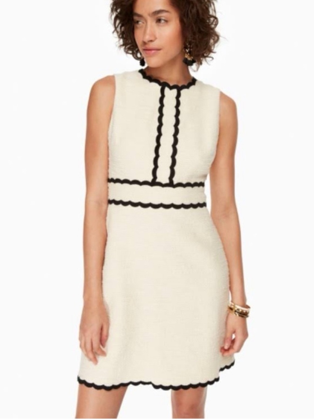 Kate Spade cream color tweed scallop accent dress